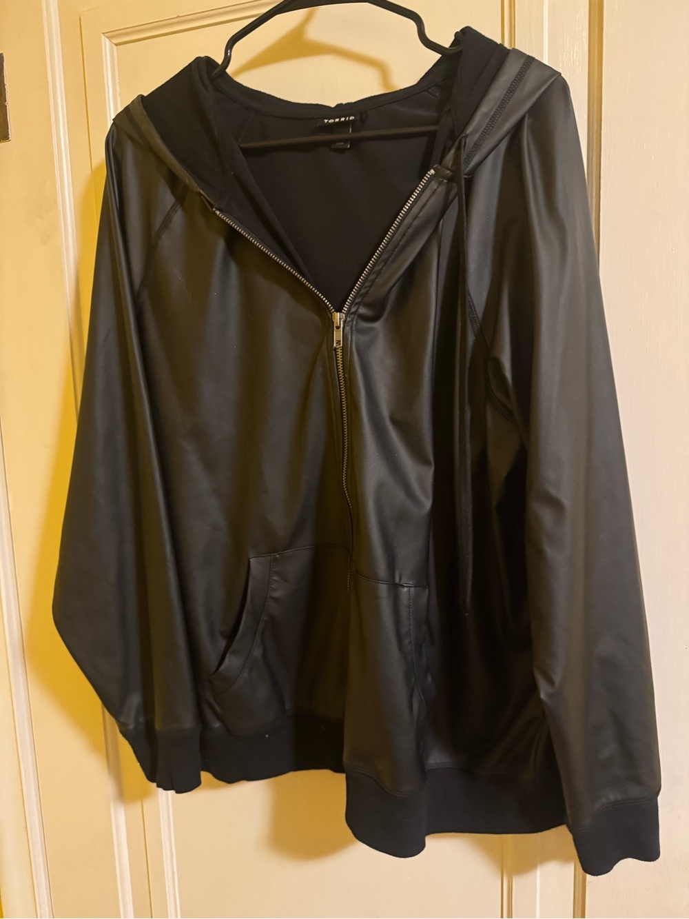 Torrid Faux Leather Black Lightweight Hoodie